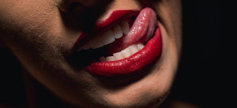 woman with red lipstick and red lipstick